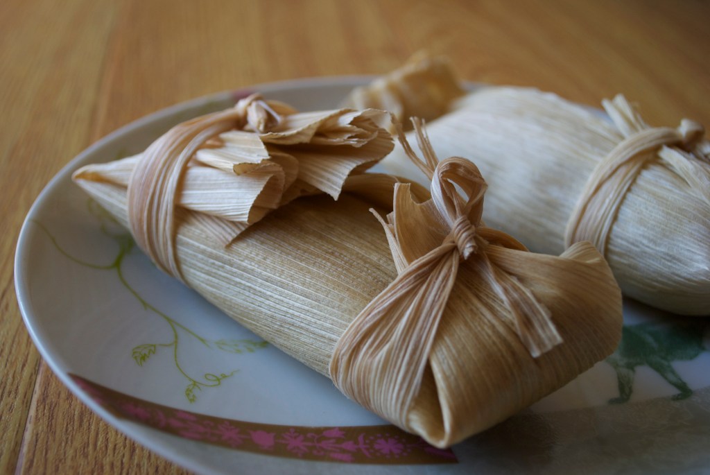 Guava-Cheese Tamale: Filled with Vegan Cream Cheese, Daiya & Guava Paste.